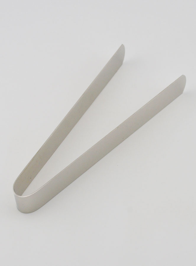 Pince à Charbon Plate en Inox Argenté - 13cm (pic 4)