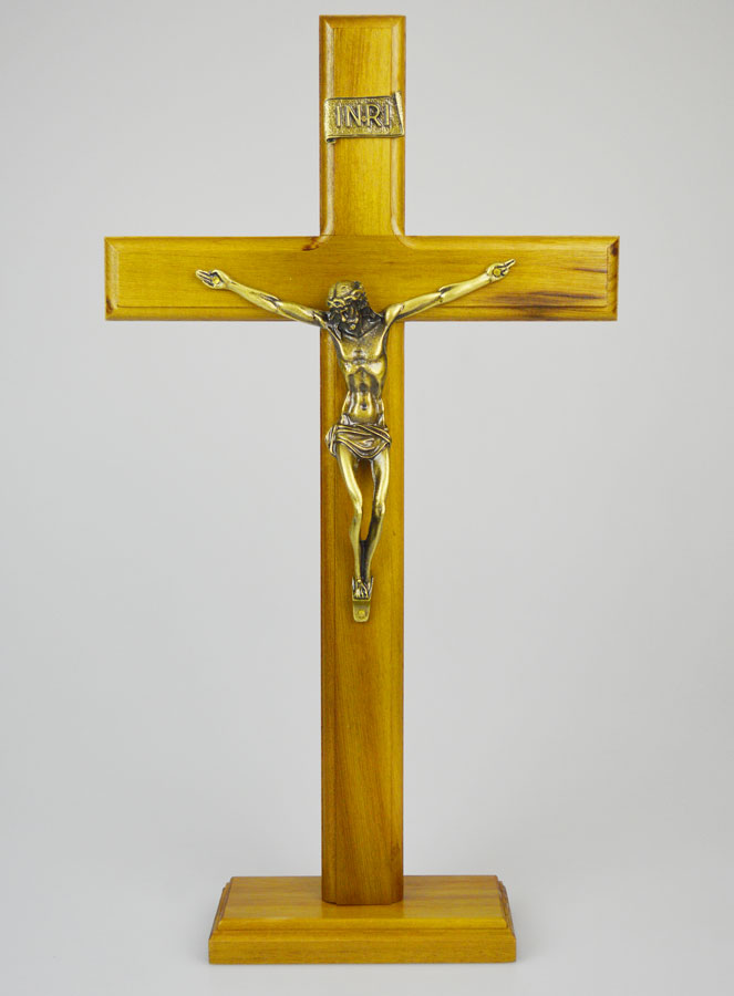 Crucifix en Bois Avec Socle Amovible - 37cm (pic 1)