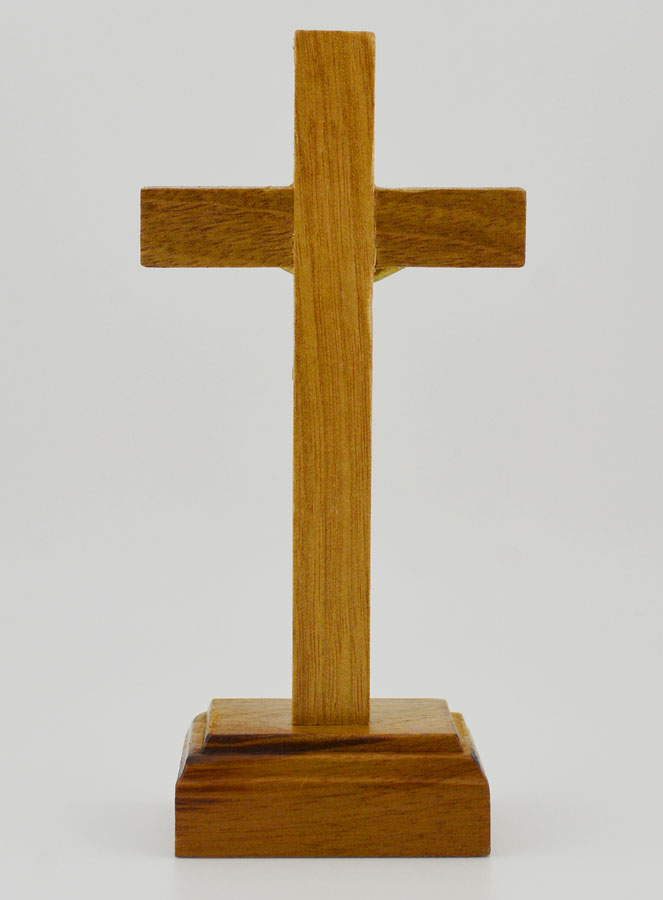 Crucifix en Bois Sur Socle - 10cm (pic 4)