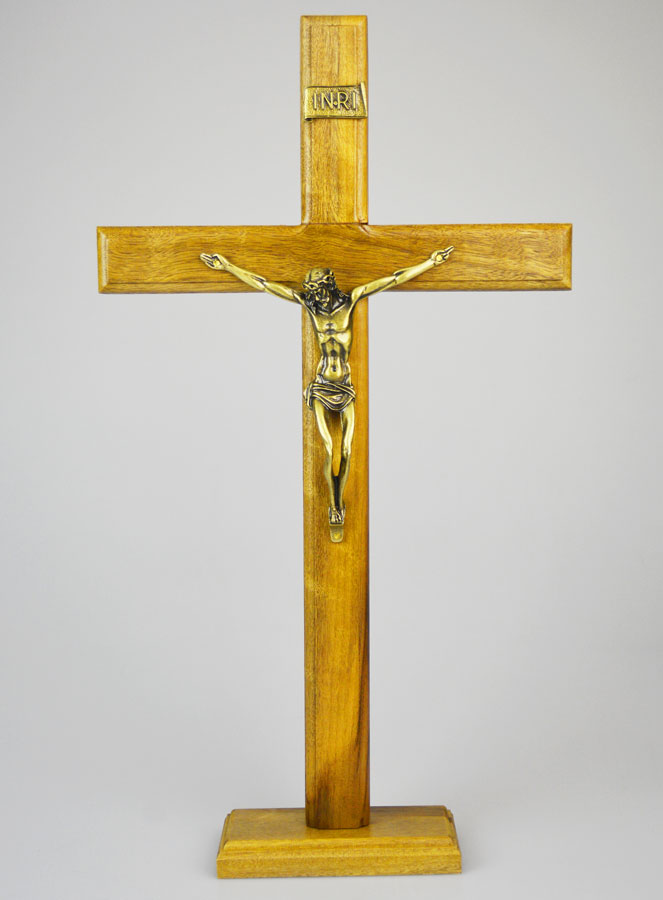Crucifix en Bois Avec Socle Amovible - 42cm (pic 1)