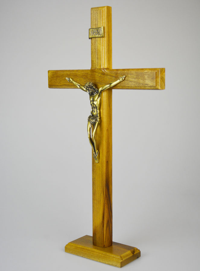 Crucifix en Bois Avec Socle Amovible - 42cm (pic 2)