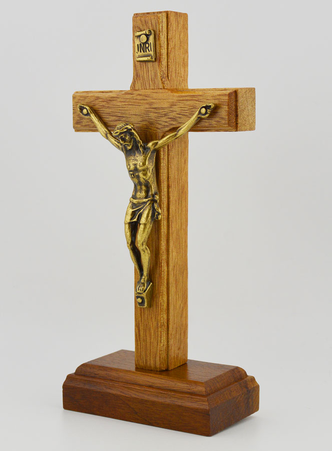 Crucifix en Bois Sur Socle Amovible - 14cm (pic 2)