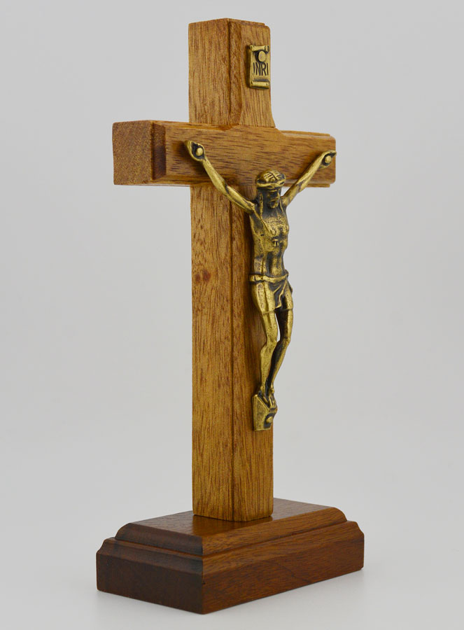 Crucifix en Bois Sur Socle Amovible - 14cm (pic 3)