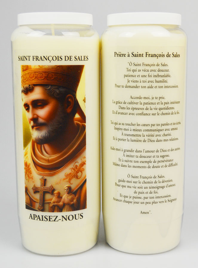 Bougie de Neuvaine St François de Sales + Prière au dos (pic 1)