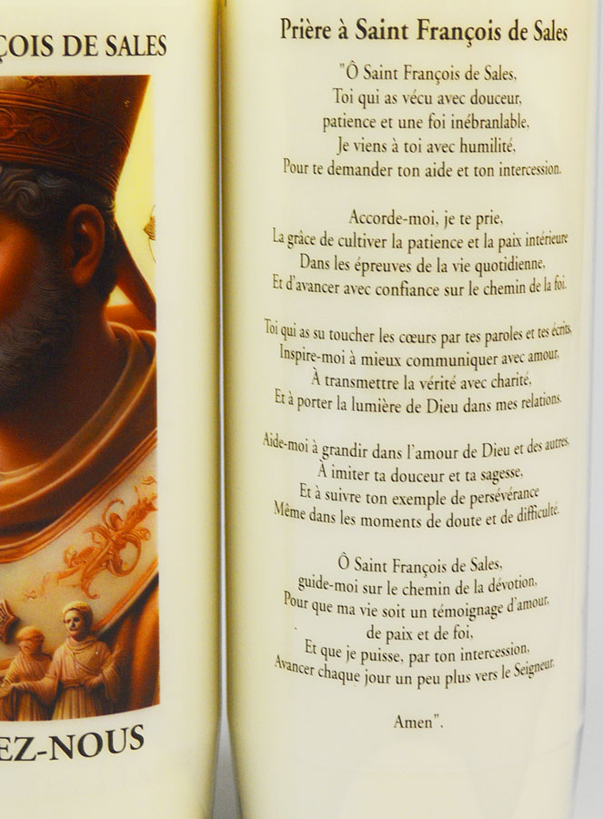Bougie de Neuvaine St François de Sales + Prière au dos (pic 3)