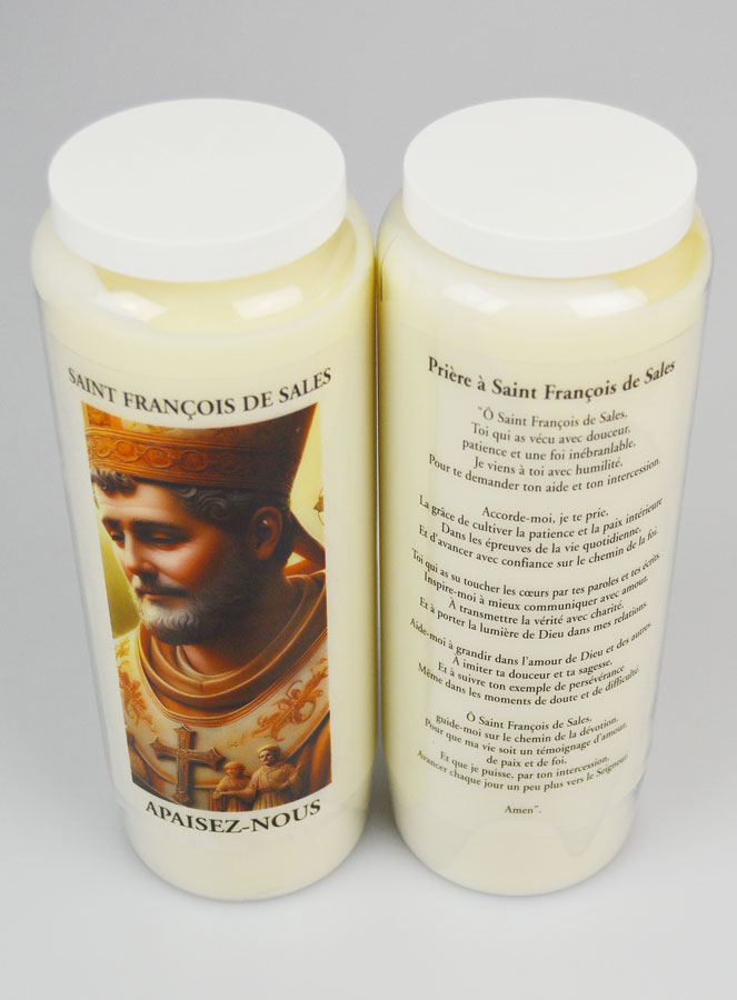 Bougie de Neuvaine St François de Sales + Prière au dos (pic 4)