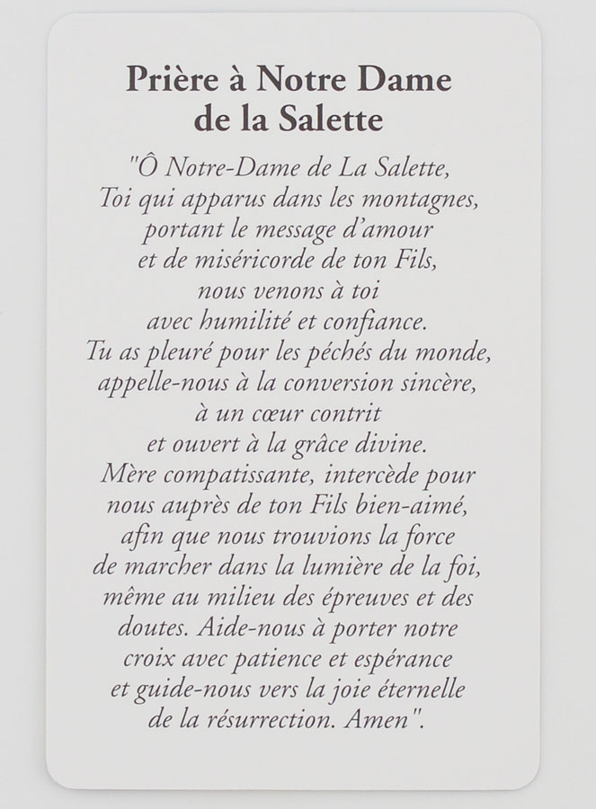 Carte de Prière à Notre Dame de la Salette (pic 2)