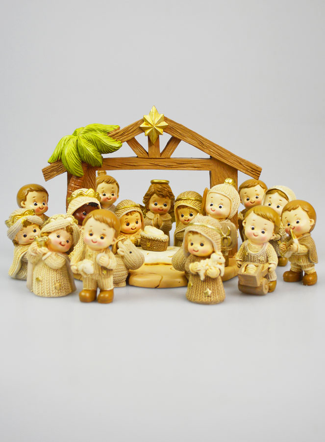 Crèche de Noël 18 Santons & Cabane - 5cm (pic 1)