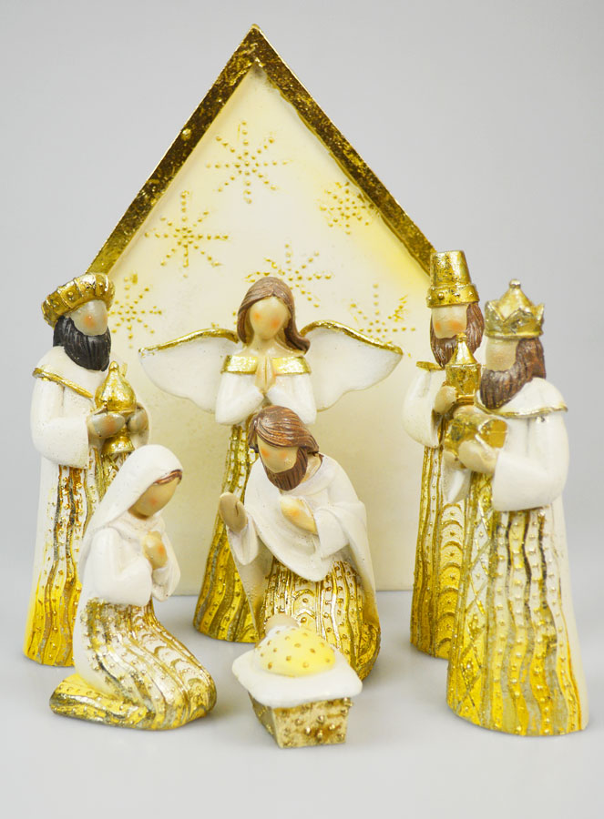 Crèche de Noël 8 Santons de 15cm & Cabane (pic 1)