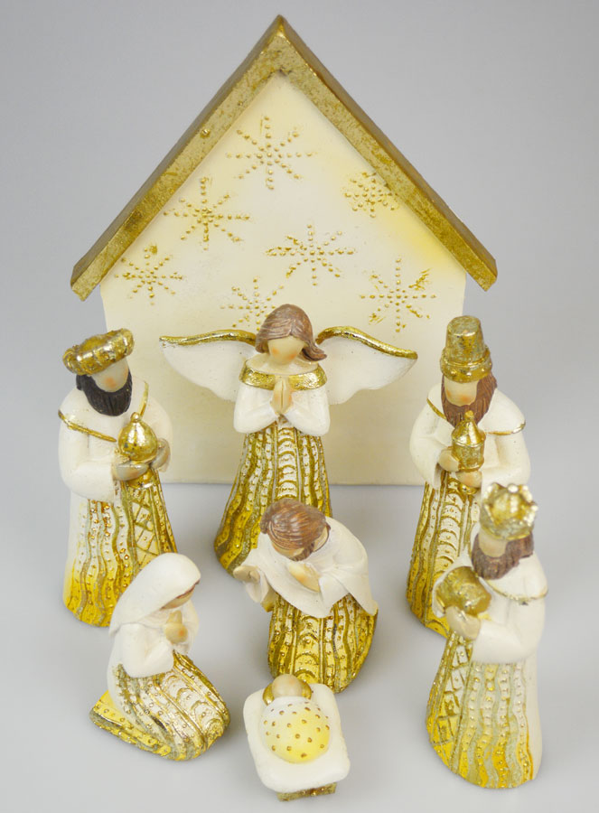Crèche de Noël 8 Santons de 15cm & Cabane (pic 2)