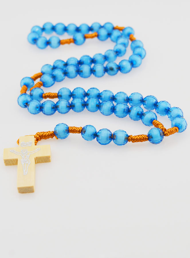 Chapelet en Perles Translucides sur Corde - Bleu (pic 2)