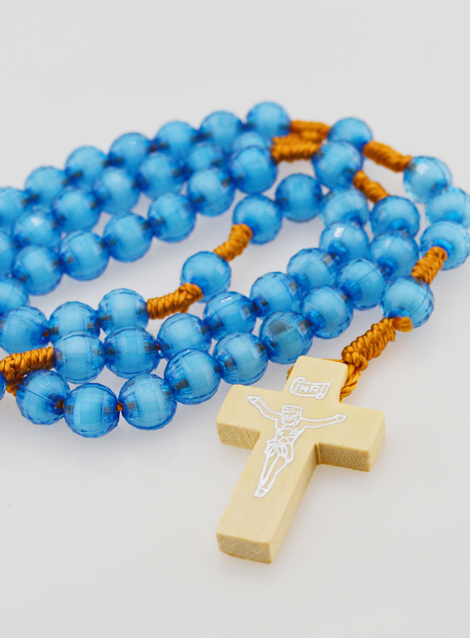 Chapelet en Perles Translucides sur Corde - Bleu (pic 4)