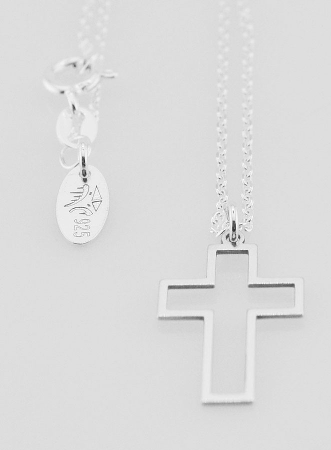 Collier Religieux & Croix Contour - Argent 925/1000 (pic 2)