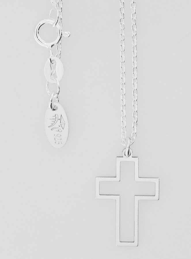 Collier Religieux & Croix Contour - Argent 925/1000 (pic 3)