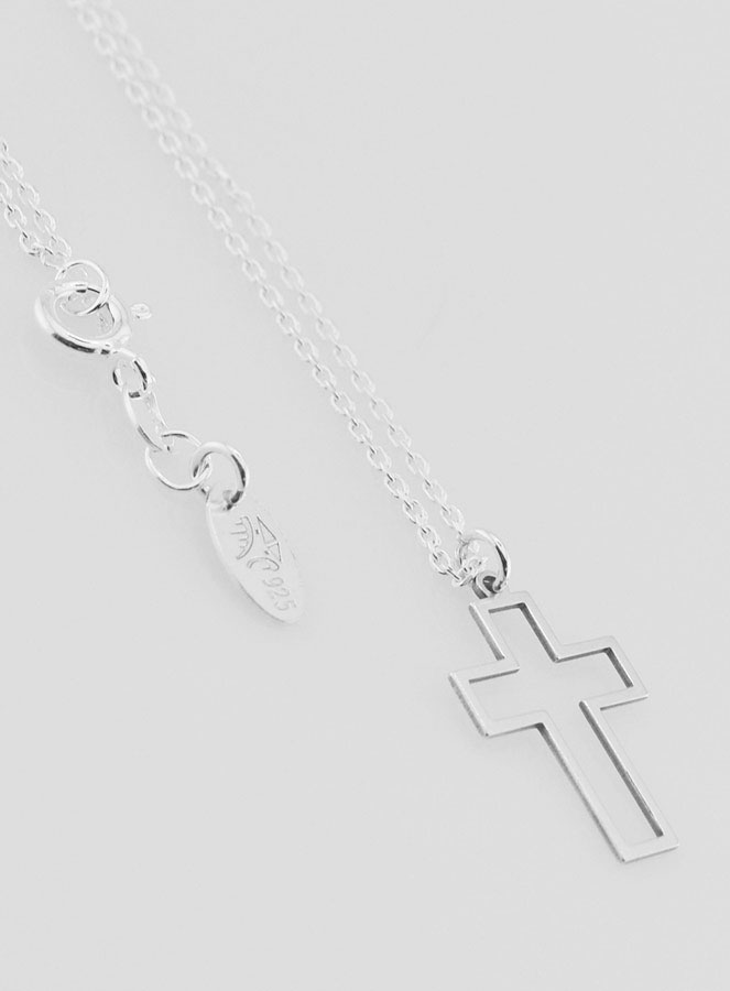 Collier Religieux & Croix Contour - Argent 925/1000 (pic 4)