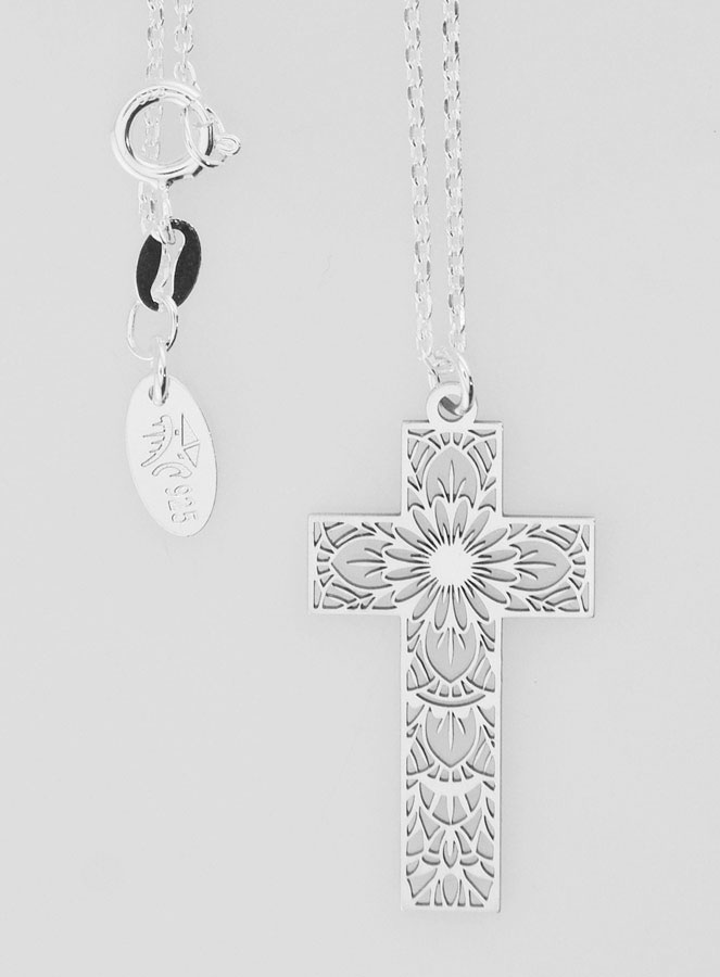 Collier Religieux & Croix Ajourée Mandala - Argent (pic 1)