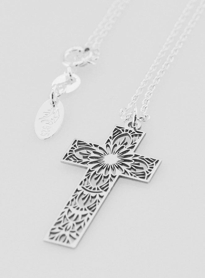 Collier Religieux & Croix Ajourée Mandala - Argent (pic 3)