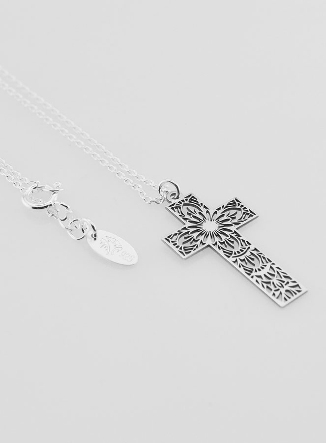 Collier Religieux & Croix Ajourée Mandala - Argent (pic 4)