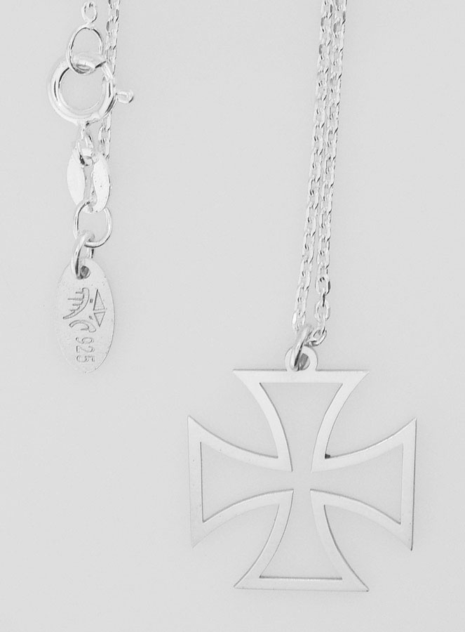 Collier Religieux & Croix Templiers Contour - Argent 925/1000 (pic 1)