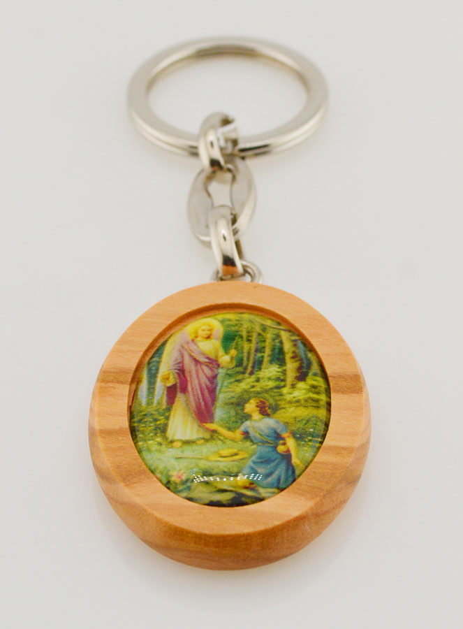 Porte-clés en Bois d'Olivier - Saint Raphaël (pic 2)