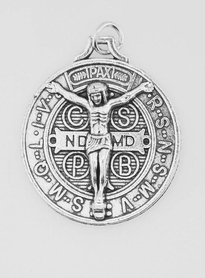 Médaille de Saint Benoit - Métal Argenté 29mm (pic 3)