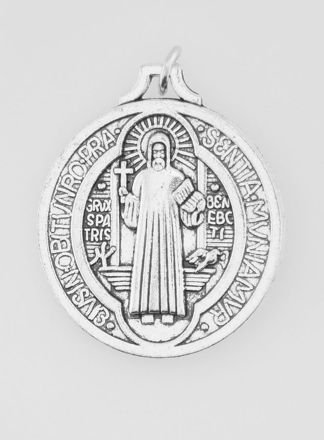 Médaille de Saint Benoit - Métal Argenté 29mm (pic 4)