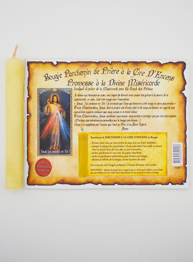 Bougie Parchemin de Prière à La Cire d'Encens - Christ Miséricordieux (pic 1)