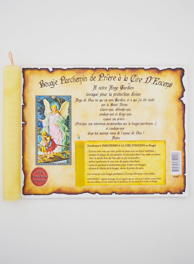 Bougie Parchemin de Prière à La Cire d'Encens - Ange Gardien (pic 1)