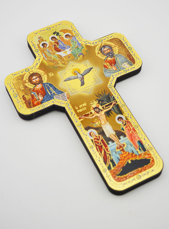 Croix Icône en Bois Sainte Trinité - 18cm (pic 3)