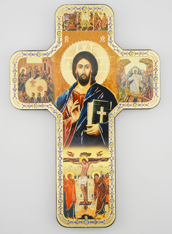 Icône Christ Pantocrator - Croix 18cm (pic 1)