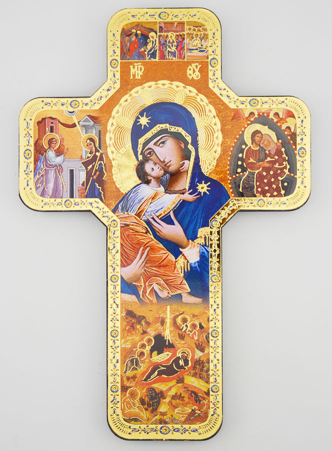 Icône Vierge à l'Enfant - Croix 18cm (pic 1)