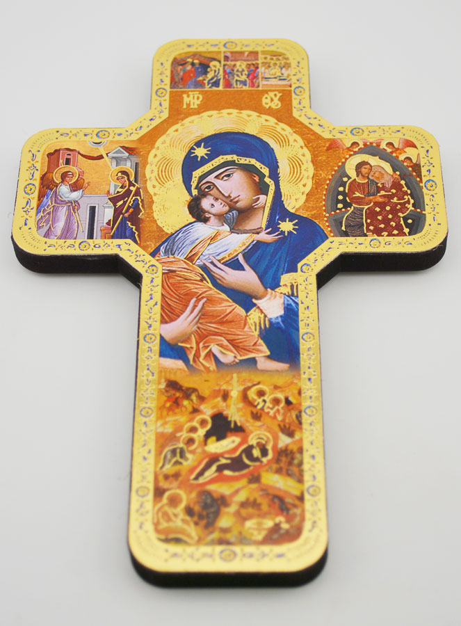 Icône Vierge à l'Enfant - Croix 18cm (pic 2)