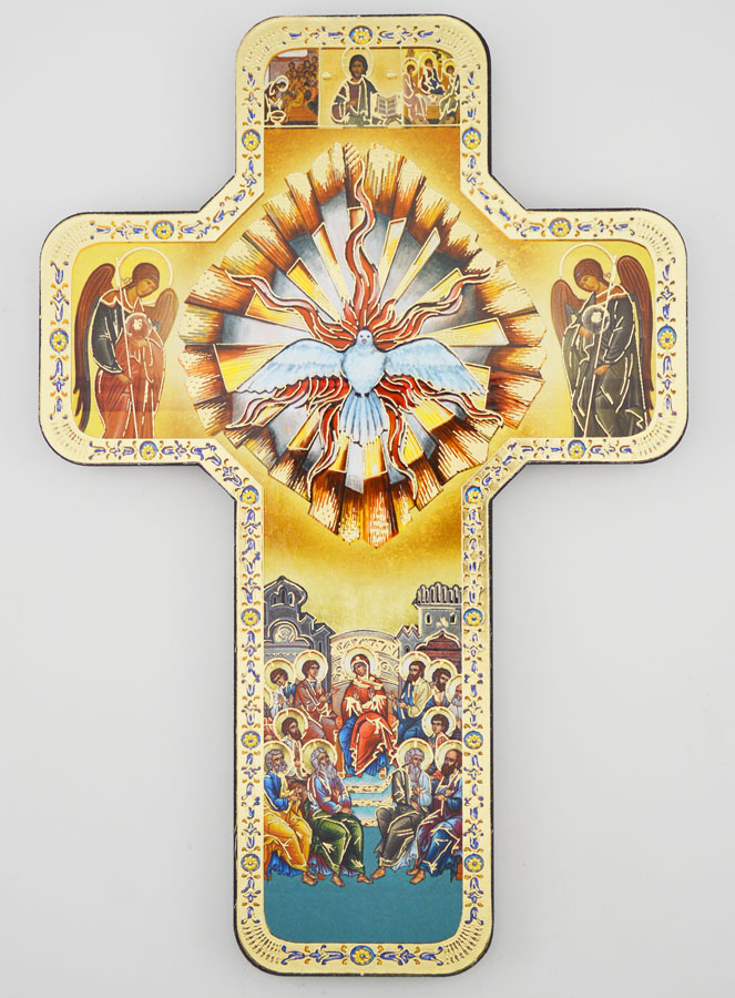 Croix Icône en Bois Saint Esprit - 18cm (pic 1)