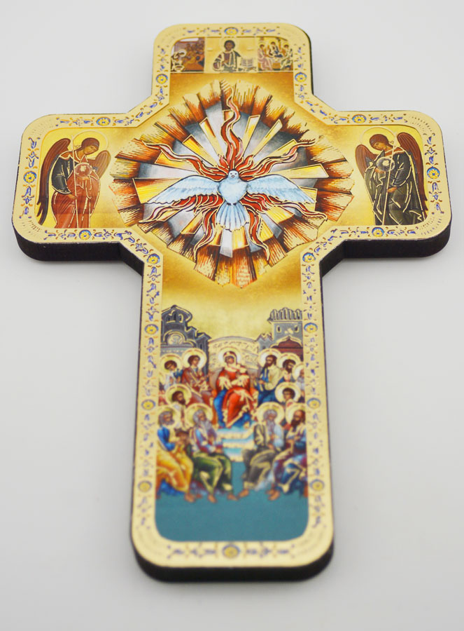 Croix Icône en Bois Saint Esprit - 18cm (pic 2)