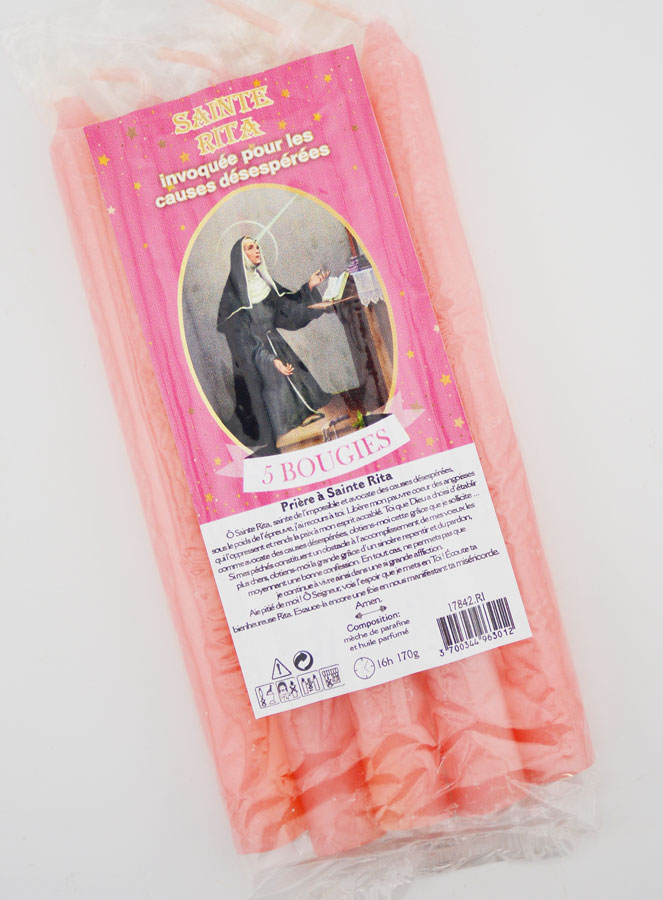 Bougies Teintées Masse Sainte Rita 14cm - Lot de 5 (pic 2)