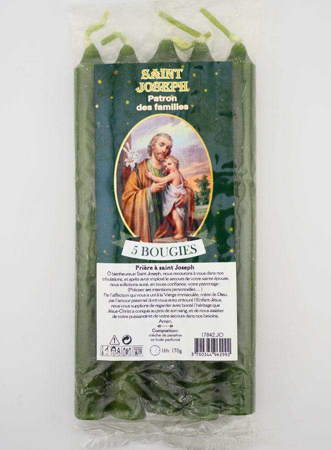 Bougies Teintées Masse Saint Joseph 14cm - Lot de 5 (pic 1)