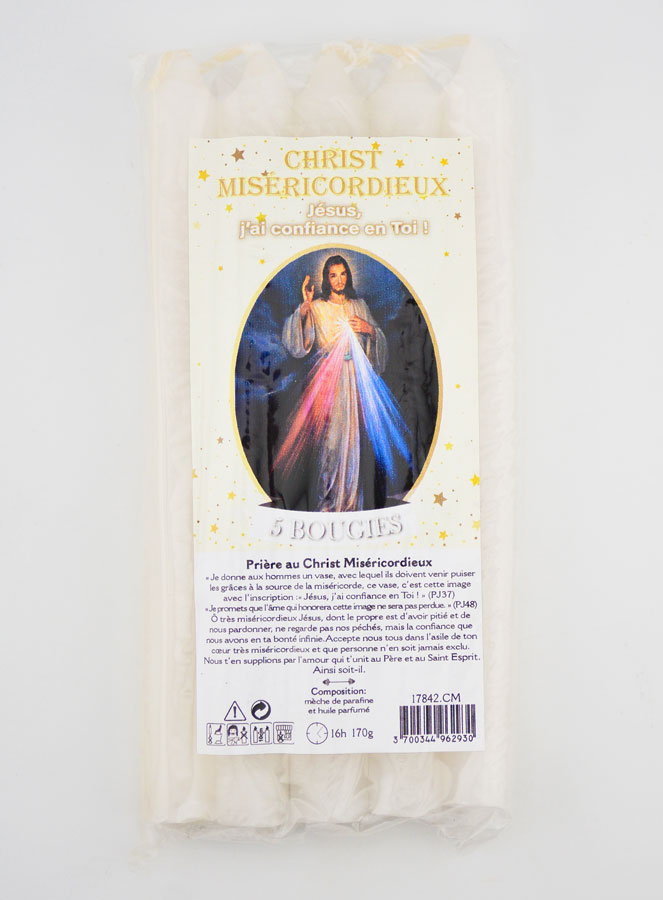 Bougies Teintées Masse Christ Miséricordieux 14cm - Lot de 5 (pic 1)