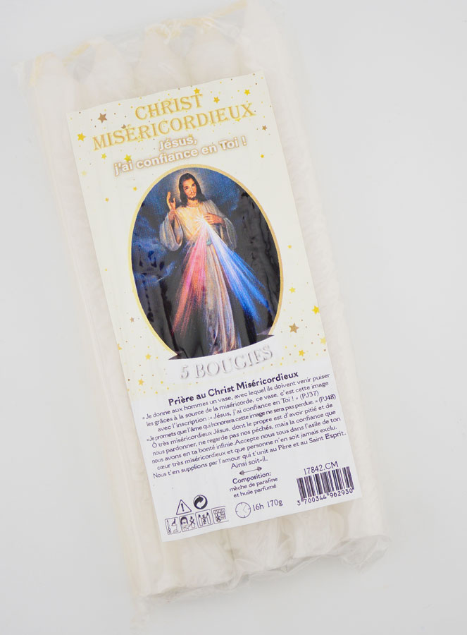 Bougies Teintées Masse Christ Miséricordieux 14cm - Lot de 5 (pic 2)