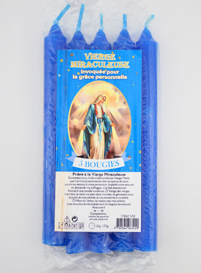 Bougies Teintées Masse Vierge Miraculeuse 14cm - Lot de 5 (pic 1)