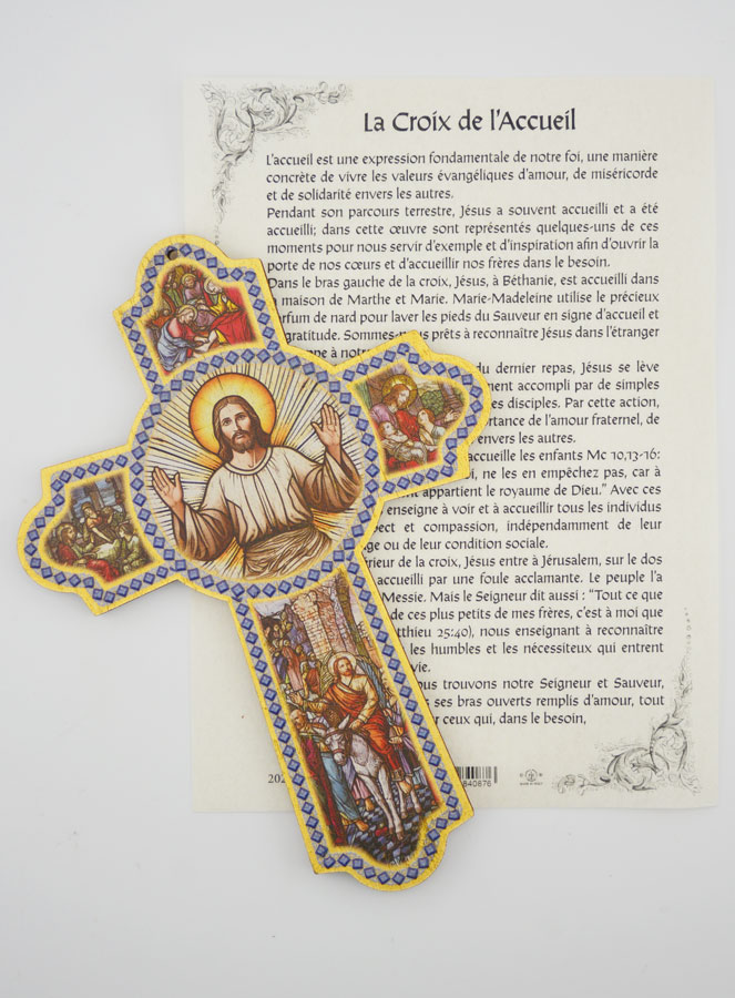 Croix de l'Accueil en Bois Avec Notice - 14cm (pic 2)