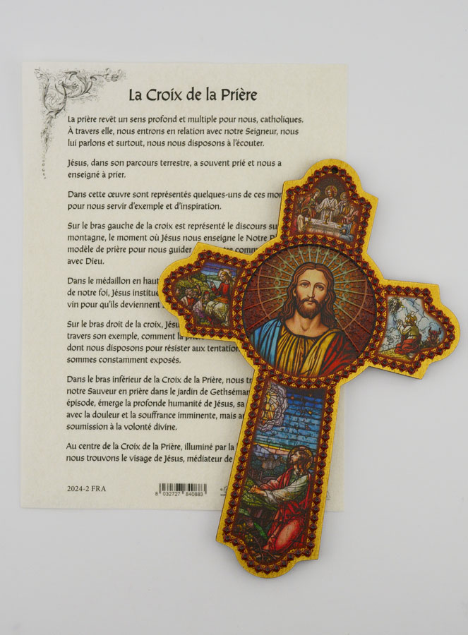 Croix de la Prière en Bois Avec Notice - 14cm (pic 2)