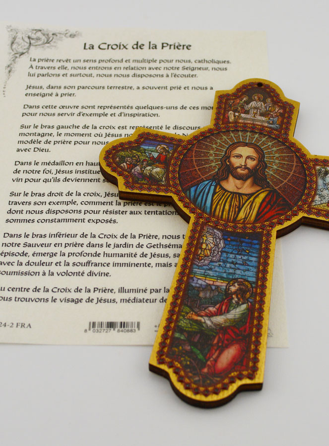 Croix de la Prière en Bois Avec Notice - 14cm (pic 3)