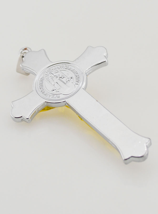 Pendentif Croix de Saint Benoît Or & Argent 7cm (pic 4)