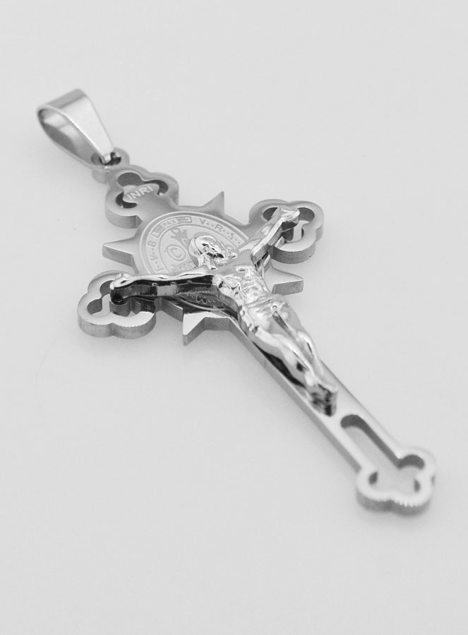 Pendentif Croix de Saint Benoît en Acier Inoxydable - 56mm (pic 3)