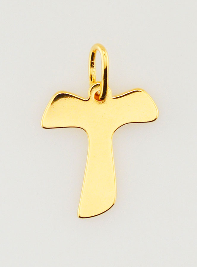 Pendentif Croix de Tau en Plaqué Or - 19mm (pic 1)