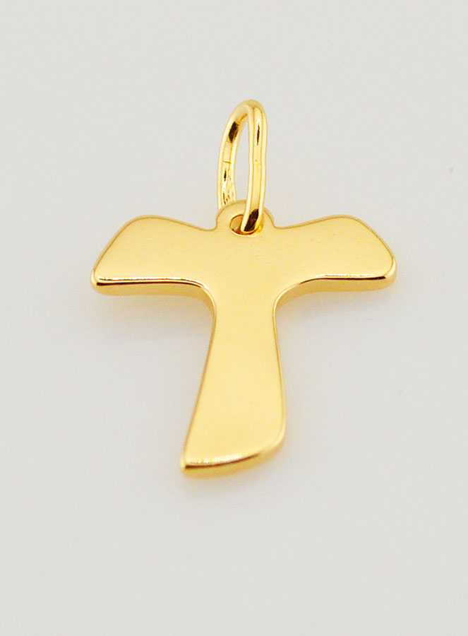 Pendentif Croix de Tau en Plaqué Or - 19mm (pic 2)
