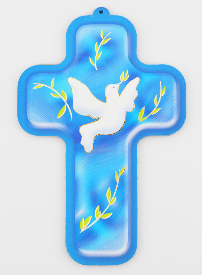 Croix Enfant Colombe de l'Esprit Saint - Fond Bleu (pic 1)