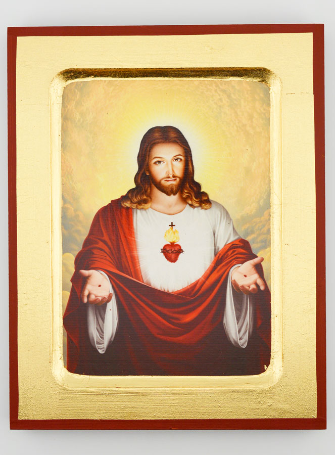 Icône Religieuse du Sacré Coeur  - 18cm (pic 1)