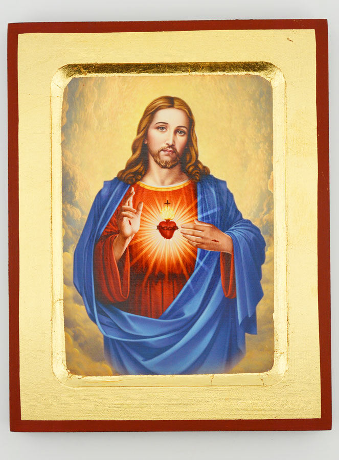 Icône Religieuse du Sacré Coeur de Jésus - 18cm (pic 1)