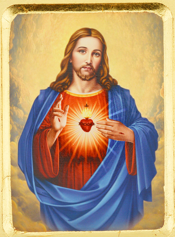 Icône Religieuse du Sacré Coeur de Jésus - 18cm (pic 2)